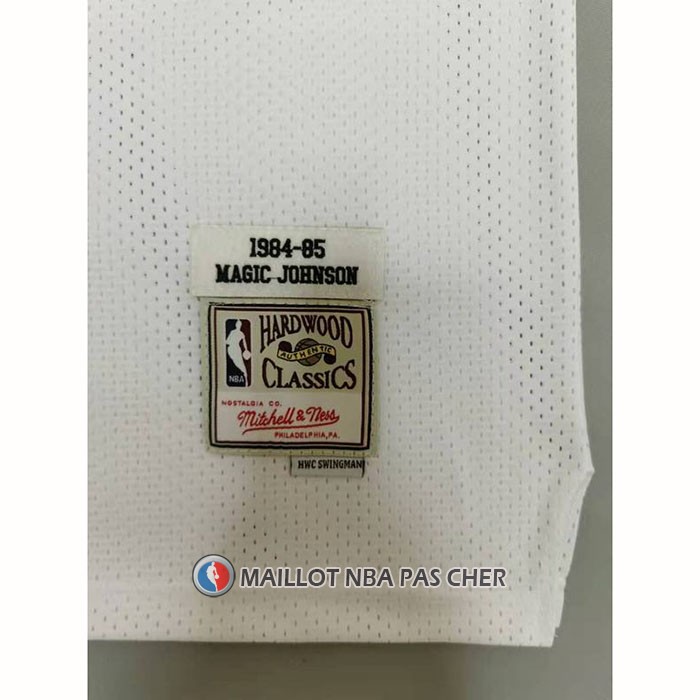 Maillot Los Angeles Lakers Magic Johnson NO 32 Mitchell & Ness1984-85 Blanc